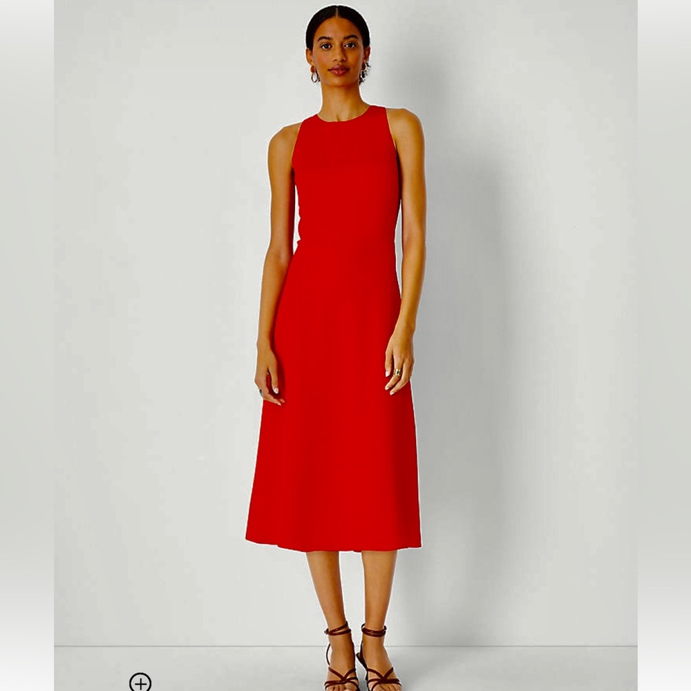 Ann Taylor Red Peekaboo Back Silky Dress NWT